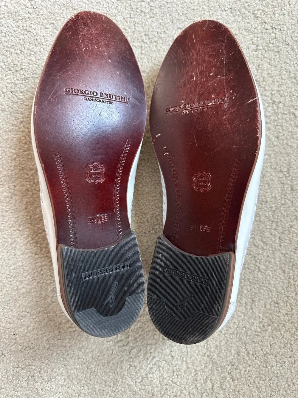 Giorgio Brutini White Leather Tassel Kiltie Loafers